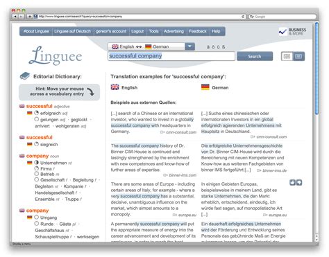It also works with over four dozen other languages. . Linguee english german
